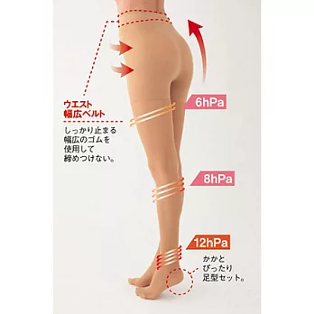 【cecile】日本製專利纖維三段加壓瘦腰提臀心機美人絲襪XL粉膚色