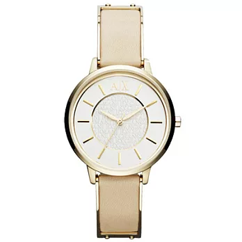 A│X Armani Exchange 品牌內在時尚腕錶(皮帶-金)