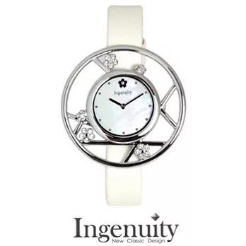 Ingenuity 時尚典雅*梅款*多功能女錶(閃耀銀白款)