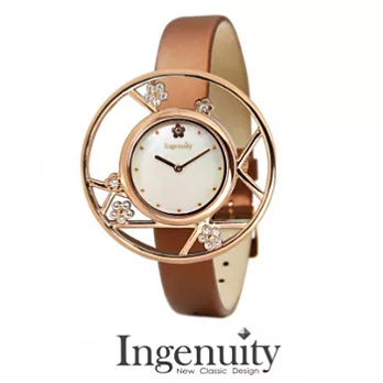 Ingenuity 時尚典雅*梅款*多功能女錶(玫瑰金白貝殼面)