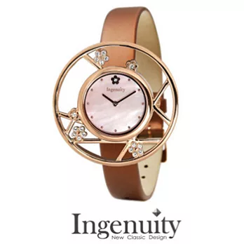 Ingenuity 時尚典雅*梅款*多功能女錶(玫瑰金粉紅貝殼面)