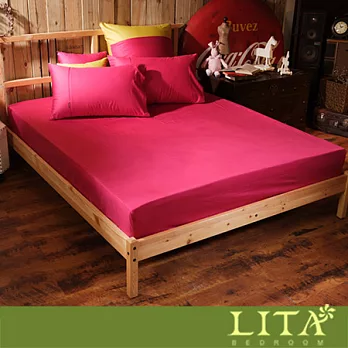 LITA麗塔(Magic Colors－洋紅) 雙人三件純棉薄床包枕套組
