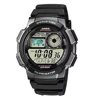 CASIO 多功能世界時區地圖錶 AE-1000W-1A黑色