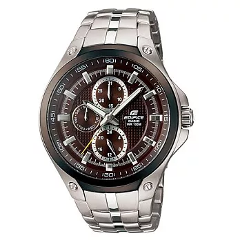 CASIO EDIFICE 三眼都會簡約時尚指針錶 EF-326D-5A棕色