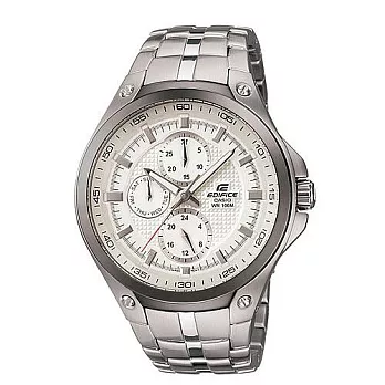 CASIO EDIFICE 三眼都會簡約時尚指針錶 EF-326D-7A白色