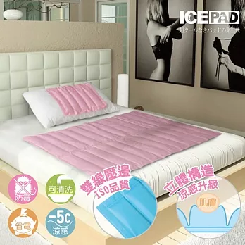 ICE PAD 酷暑清涼持久冷凝床墊粉紅超值組-1床1枕(重9kg)