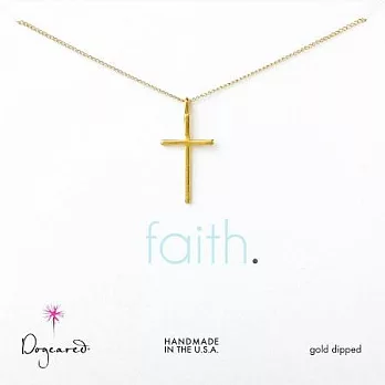 【Dogeared】美國品牌祈願K金項鍊~FAITH大十字架(直立式)18吋