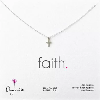 【Dogeared】美國品牌祈願925純銀項鍊~FAITH鑲鑽經典小十字架(直立式)18吋