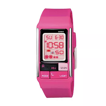 CASIO 積木的四度空間遐想液晶時尚腕錶-粉紅帶-LDF-52-4A