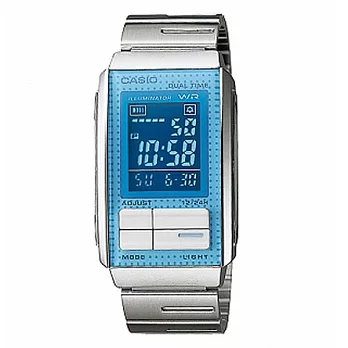 CASIO 世紀新潮流電子液晶休閒腕錶-藍螢幕-LA-201W-2B