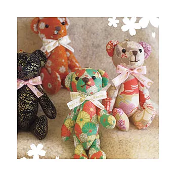 可愛泰迪熊材料包－Tokyo和風熊(綠花色)