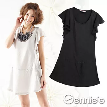 【Gennie’s奇妮】輕盈飄逸簡約春夏孕婦洋裝(G1122)S黑