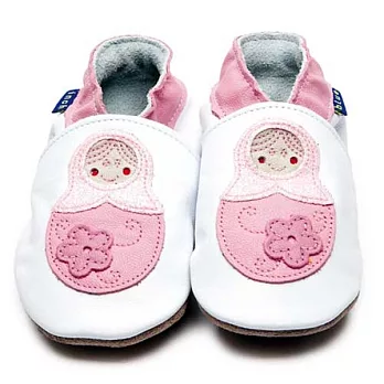 英國製Inch Blue,真皮手工學步鞋禮盒,Baboushka-White Glitter(6~12M)