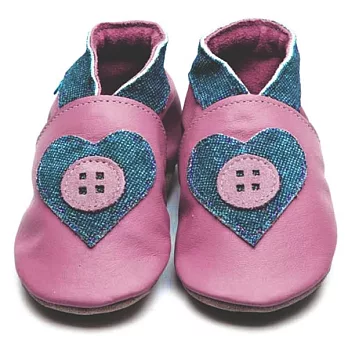 英國製Inch Blue，真皮手工學步鞋禮盒，Esme-Rose Pink/Denim(6~12M)