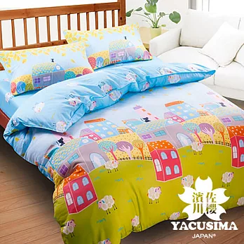 【濱川佐櫻-悠閒家園】雙人四件式精梳棉兩用被床包組