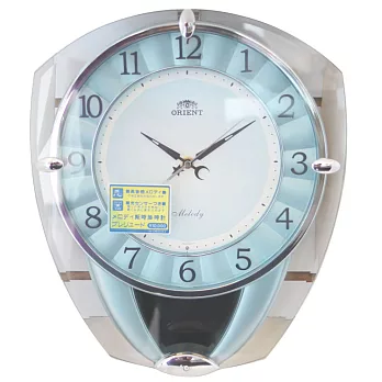 【 ORIENT東方時計】P2426時尚玻璃音樂報時掛鐘（藍色）