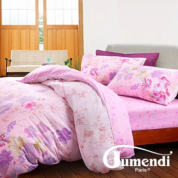 【Jumendi-粉彩情柔】雙人四件式精梳棉兩用被床包組