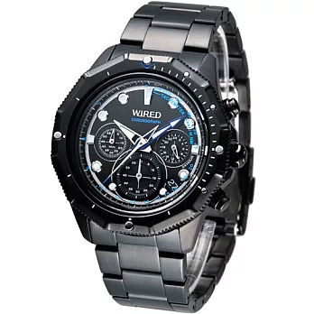 ALBA WIRED THE BLUE 潮流型男 計時腕錶VK63-X012SD全黑AU2089X