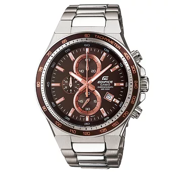 【EDIFICE】品味新潮流三眼指針男錶(黑面金邊)-EF-546D-5A