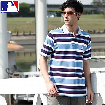 【MLB】美國職棒大聯盟 陽光型男POLO衫 HA-2732-53M藍/紫/白橫條紋