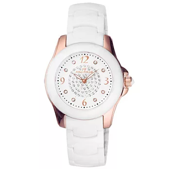 Folli Follie 舞動魅力時尚晶鑚陶瓷錶(白玫瑰金)