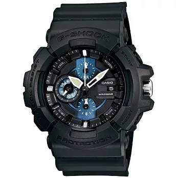 G-SHOCK 紫星眉上古傳說數位休閒限量腕錶-黑+藍-GAC-100-1A2