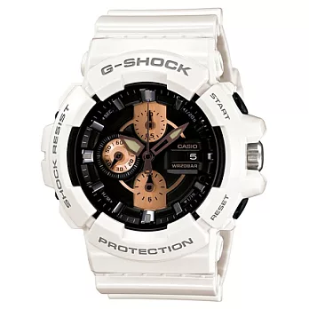 G-SHOCK 斜角理論立體雙顯運動腕錶-白金-GAC-100RG-7A