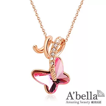 【A’bella浪漫晶飾】炫迷小蝶-粉紅水晶項鍊