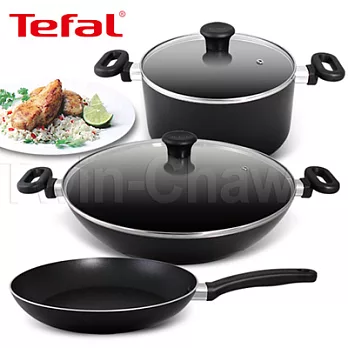 【Tefal】法國特福PRIMA不沾五件組(炒鍋+平底鍋+湯鍋)