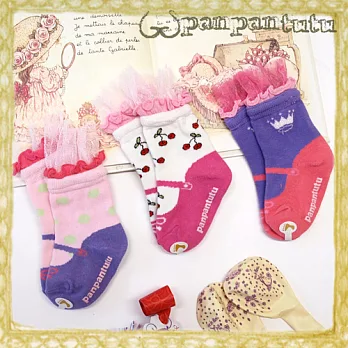 Panpantutu 蕾絲瑪莉珍鞋襪-紫色風情 3雙 M號(12-15cm)