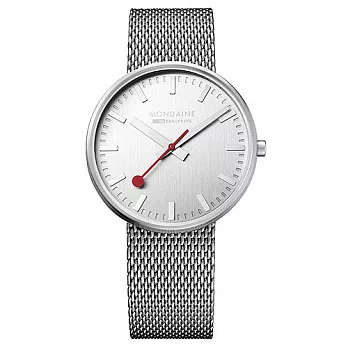 Mondaine 瑞士國鐵大錶面限量腕錶-銀/42mm