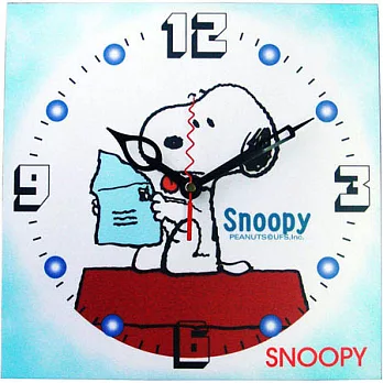 SNOOPY-HSC-117史努比閱讀信件造型卡通木材掛鐘（藍色）