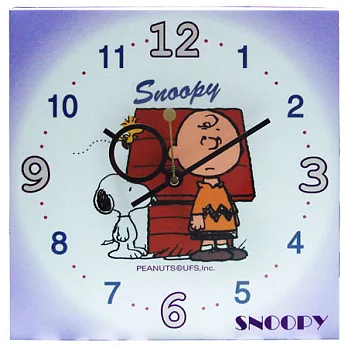SNOOPY-HSC-115史努比與查理可愛卡通木材掛鐘（紫色）