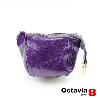 【OCTAVIA 8真皮】大水餃之牛皮小零錢包 - 紫