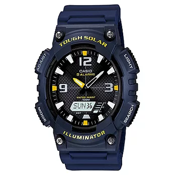 CASIO 太陽能軍權帝國時尚雙顯液晶腕錶-藍-AQ-S810W-2A