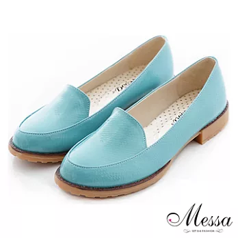 【Messa米莎】(MIT)時髦雅痞內真皮休閒鞋-37藍色