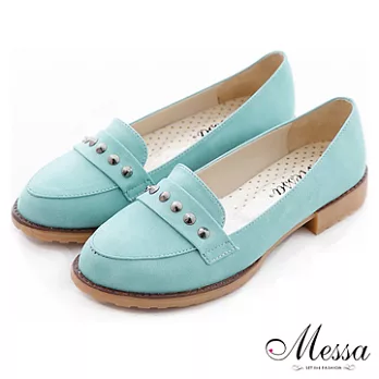 【Messa米莎】(MIT)話題鉚釘內真皮休閒鞋-35藍色
