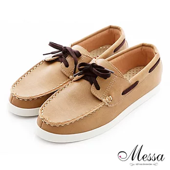 【Messa米莎】(MIT)魅力復古風平底休閒鞋-36棕色