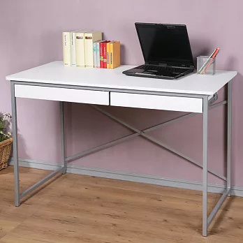 《Homelike》創思雙抽書桌 120x60cm-白色