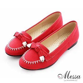 【Messa米莎】(MIT)細緻質感縫線內真皮平底包鞋-40紅色