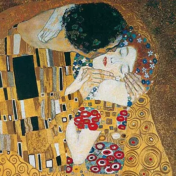 The Kiss， c.1907 (detail) 吻，c.1907(細部)內黑邊金弧框