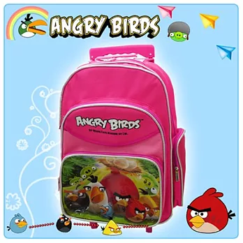 【Angry Birds】憤怒鳥㊣版授權 16吋經典拉桿四層後背書包(三色)粉