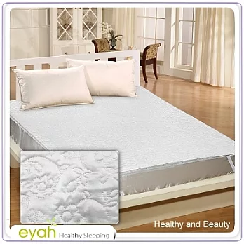 【EYAH宜雅】絲緞面立體花紋100%防水雙人保潔墊-銀白