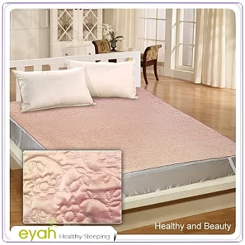 【EYAH宜雅】絲緞面立體花紋100%防水雙人保潔墊-玫瑰粉