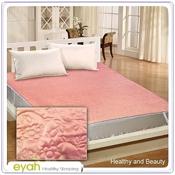 【EYAH宜雅】絲緞面立體花紋100%防水雙人保潔墊-苺紅橘