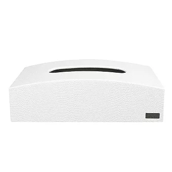 手工製-爵士樂弧形皮革面紙盒-白色珍珠魚皮