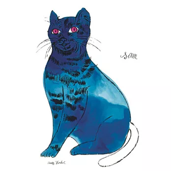 安迪沃荷 Blue Sam藍山姆、藍色的貓咖啡斜木紋框