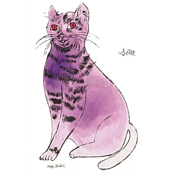 安迪沃荷 Purple Sam 紫心、紫色的貓咖啡斜木紋框