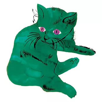 安迪沃荷 Green Cat， c.1954 綠貓， c.1954黑邊銀弧框
