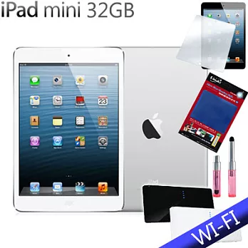 【NEW IPAD MINI(台灣公司貨)】Wi-Fi 版 32GB+皮套+螢幕保護貼+行動電源+迷你觸控筆+擦拭布白